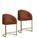 Kit 02 Poltronas Cadeira Banqueta Mia Base Dourada Veludo Terracota - Montanaris Decor