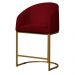 Kit 02 Poltronas Cadeira Banqueta Mia Base Dourada Veludo Vermelho - Montanaris Decor
