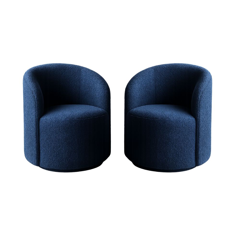 Kit 02 Poltronas Curva Orgânica Nature Gaia Boucle Azul Marinho  - Montanaris Decor