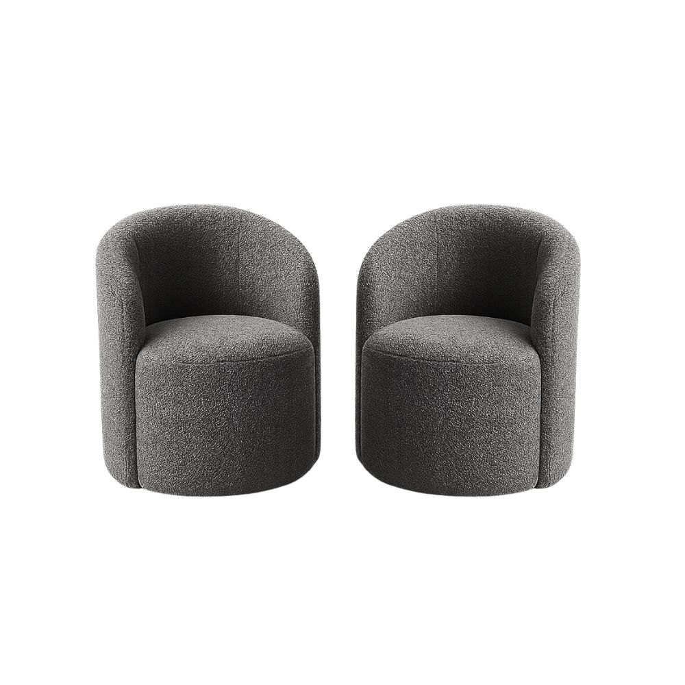 Kit 02 Poltronas Curva Orgânica Nature Gaia Boucle Cinza - Montanaris Decor