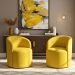 Kit 02 Poltronas Curva Orgânica Nature Gaia Suede Amarelo - Montanaris Decor