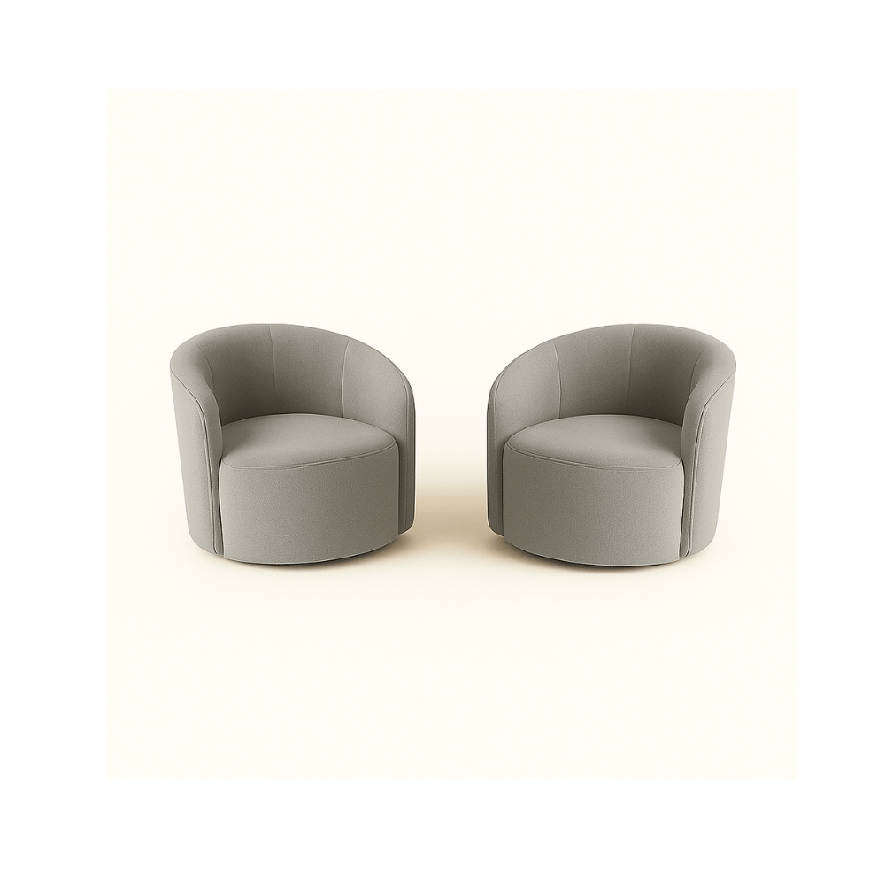 Kit 02 Poltronas Curva Orgânica Nature Gaia Suede Cinza - Montanaris Decor