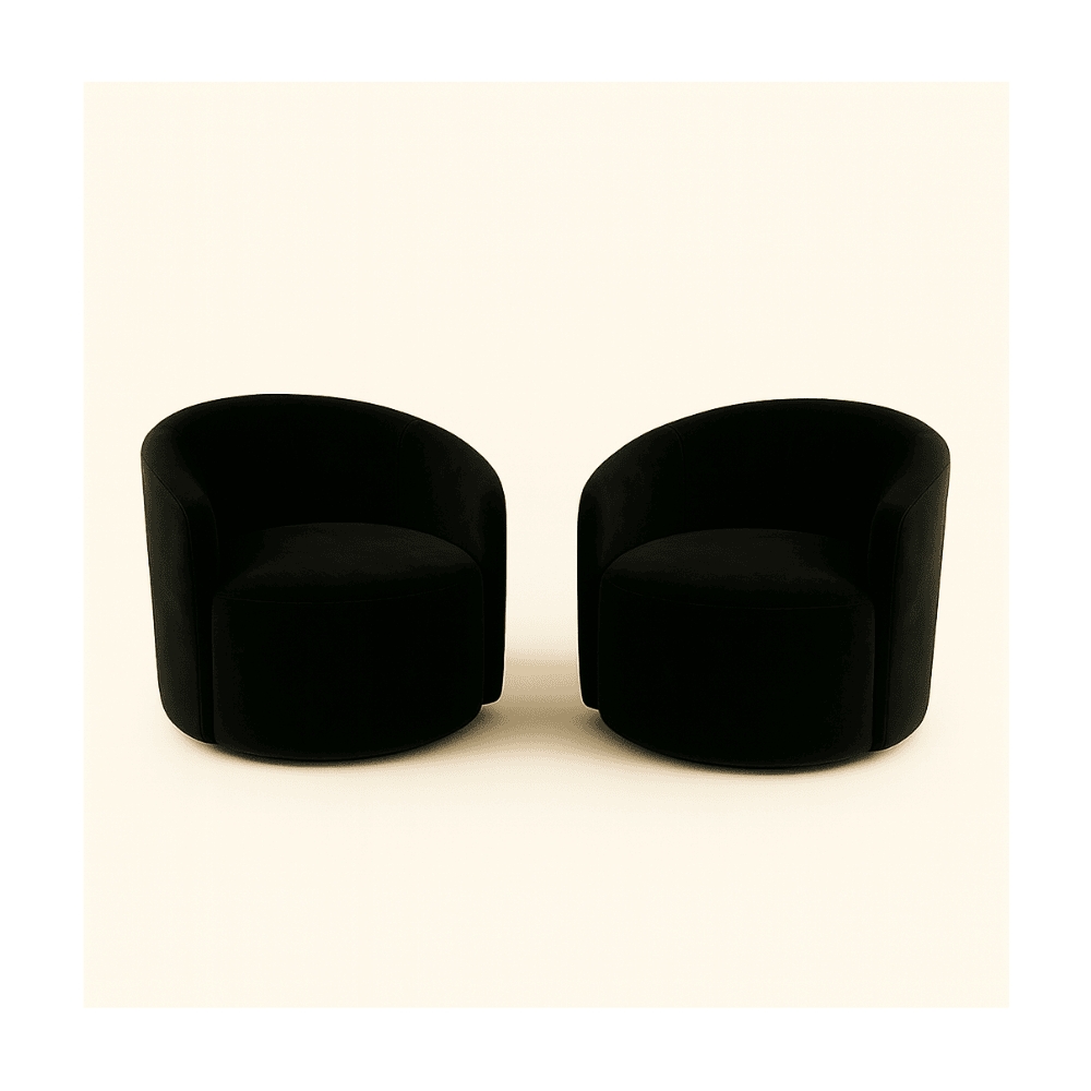 Kit 02 Poltronas Curva Orgânica Nature Gaia Suede Preto - Montanaris Decor