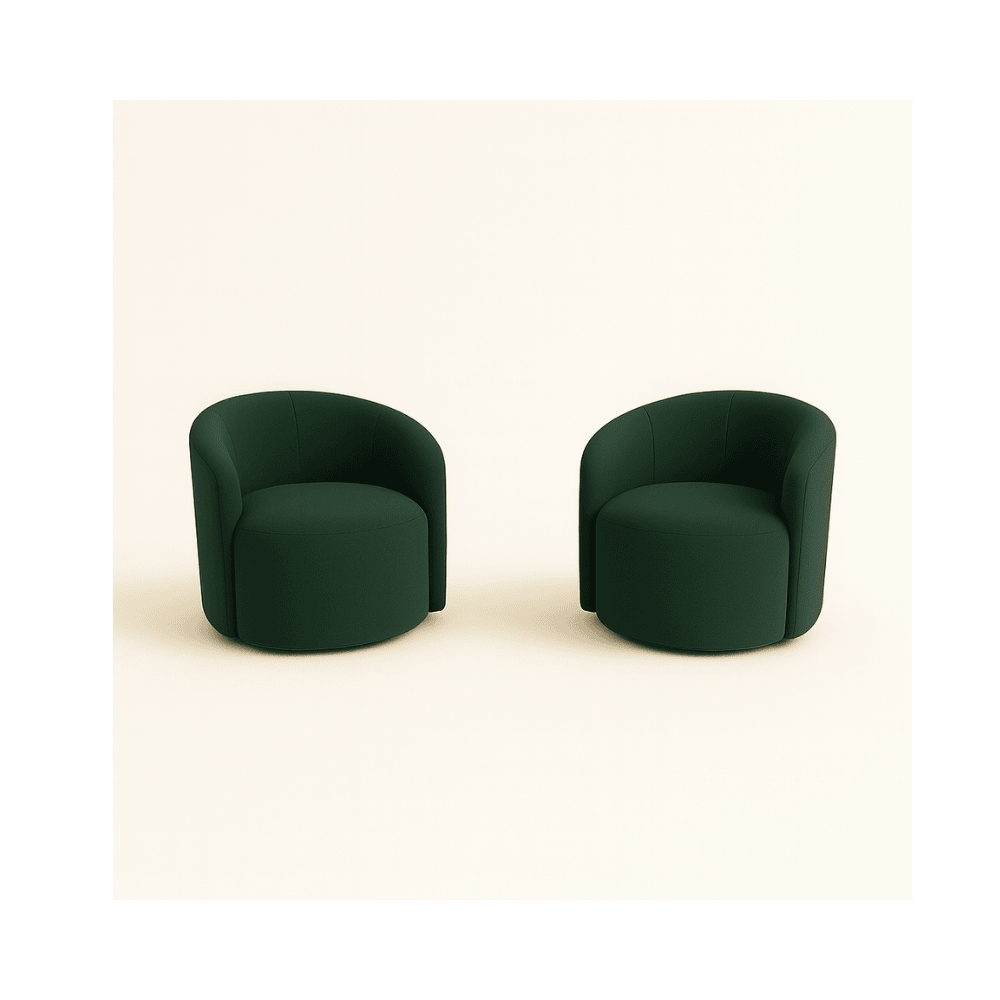 Kit 02 Poltronas Curva Orgânica Nature Gaia Suede Verde - Montanaris Decor