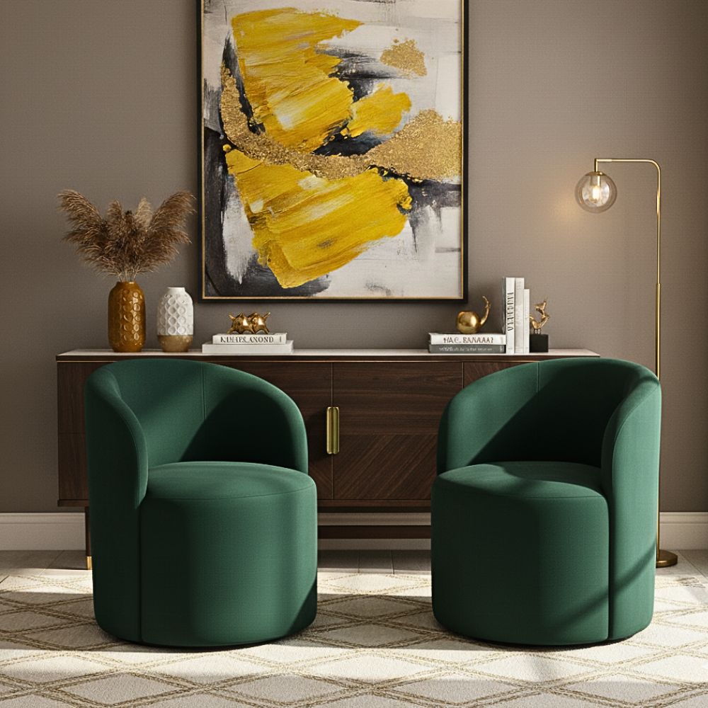 Kit 02 Poltronas Curva Orgânica Nature Gaia Suede Verde - Montanaris Decor
