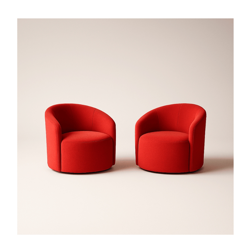 Kit 02 Poltronas Curva Orgânica Nature Gaia Suede Vermelho - Montanaris Decor