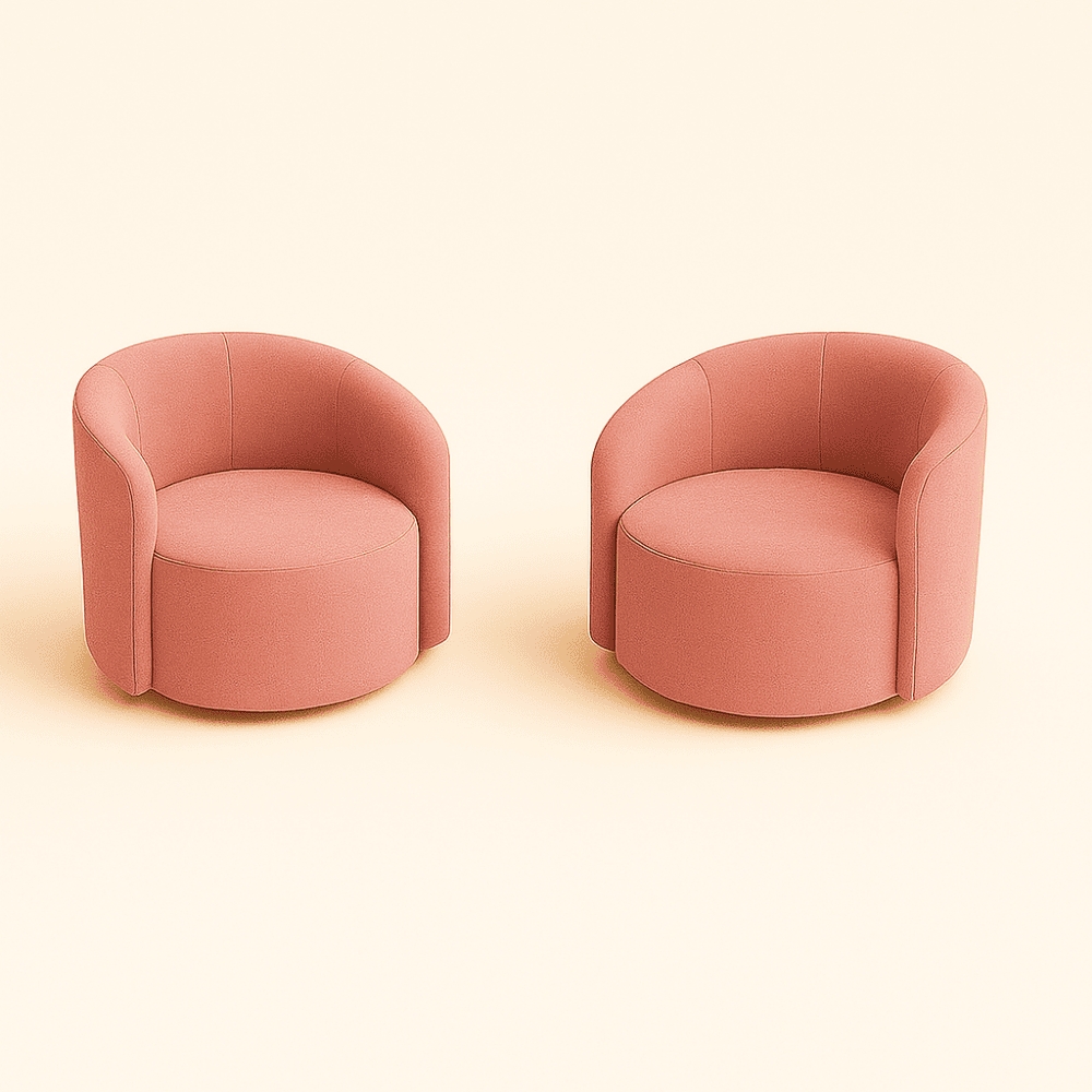 Kit 02 Poltronas Curva Orgânica Nature Gaia Veludo Rosa - Montanaris Decor