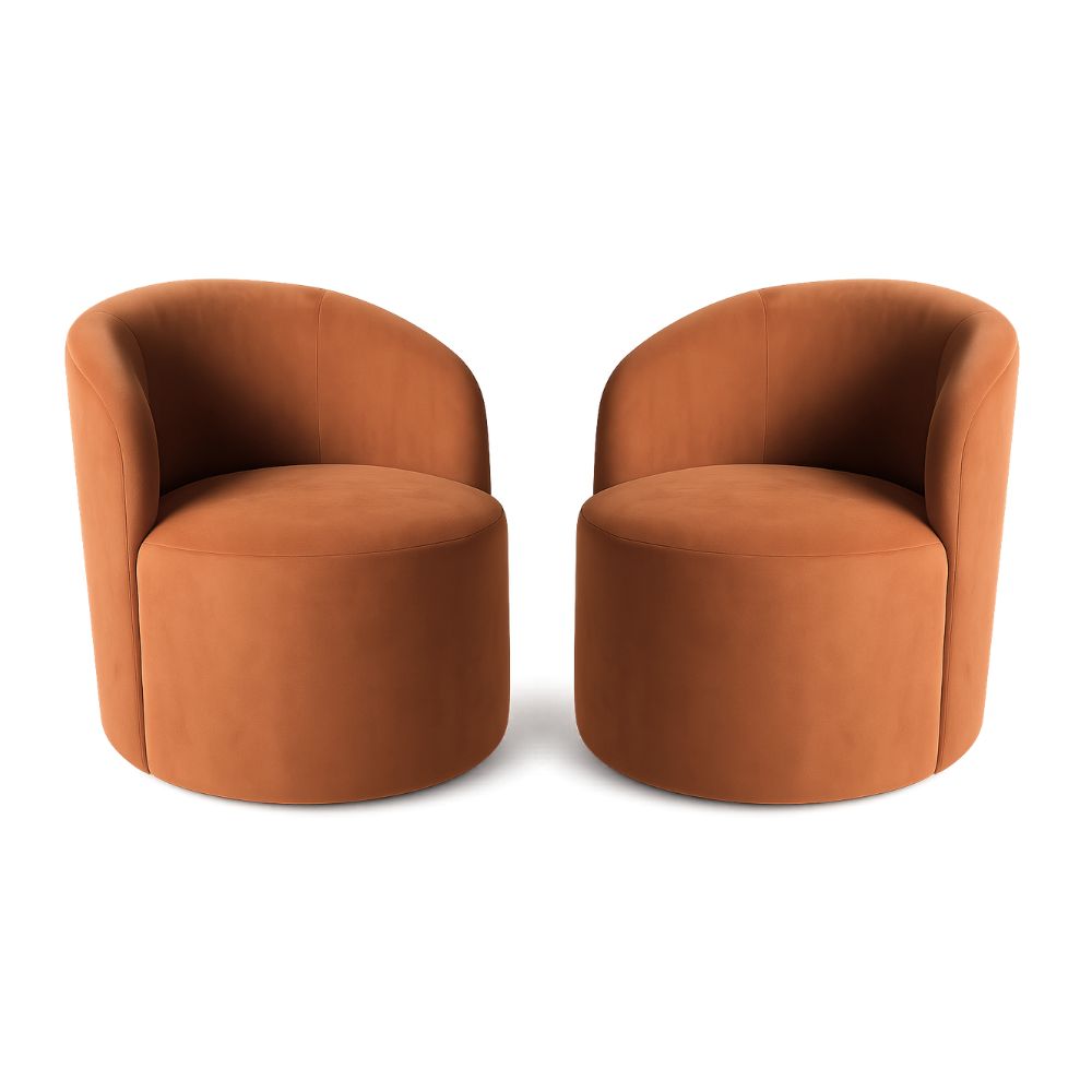 Kit 02 Poltronas Curva Orgânica Nature Gaia Veludo Terracota - Montanaris Decor