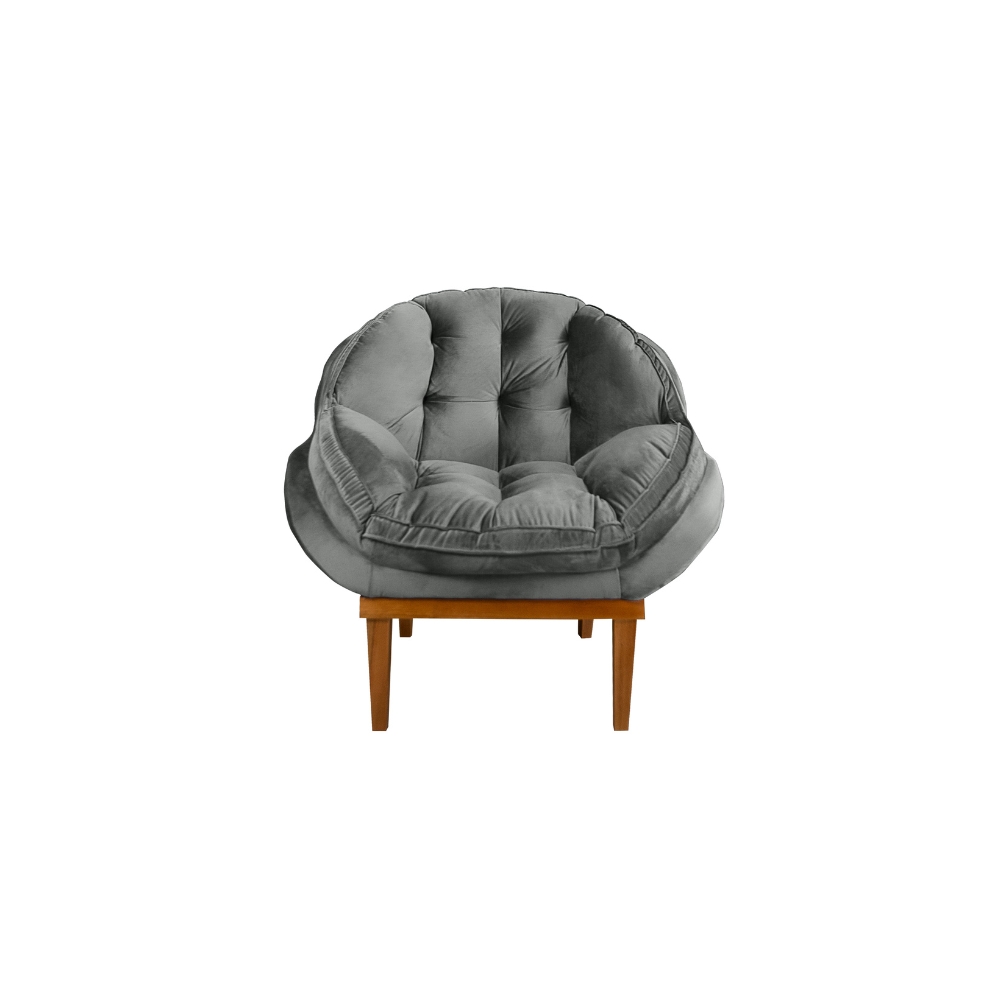 Kit 02 Poltronas Decorativa Sala Estar Recepção Marcela Veludo Cinza - Montanaris Decor