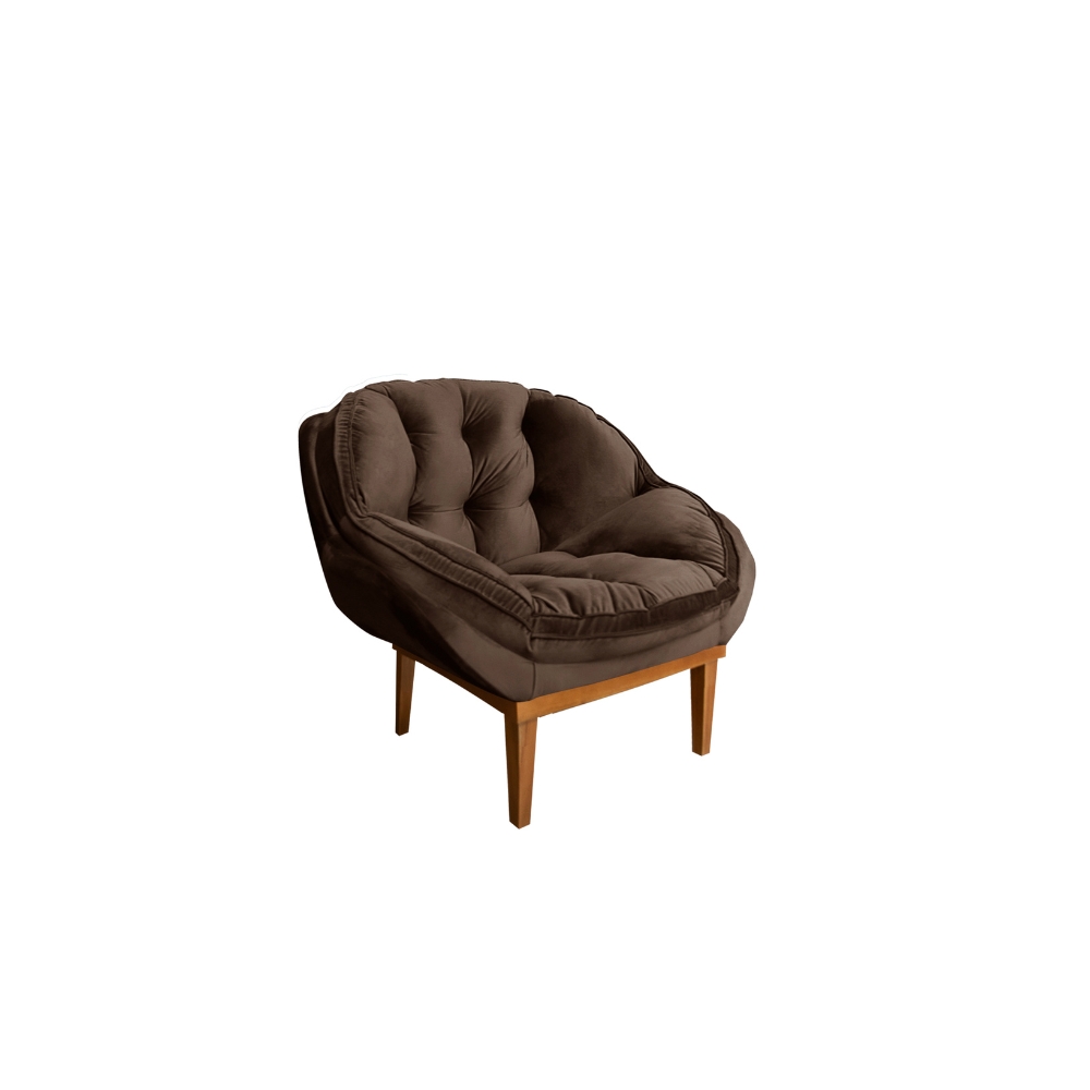 Kit 02 Poltronas Decorativa Sala Estar Recepção Marcela Veludo Marrom - Montanaris Decor