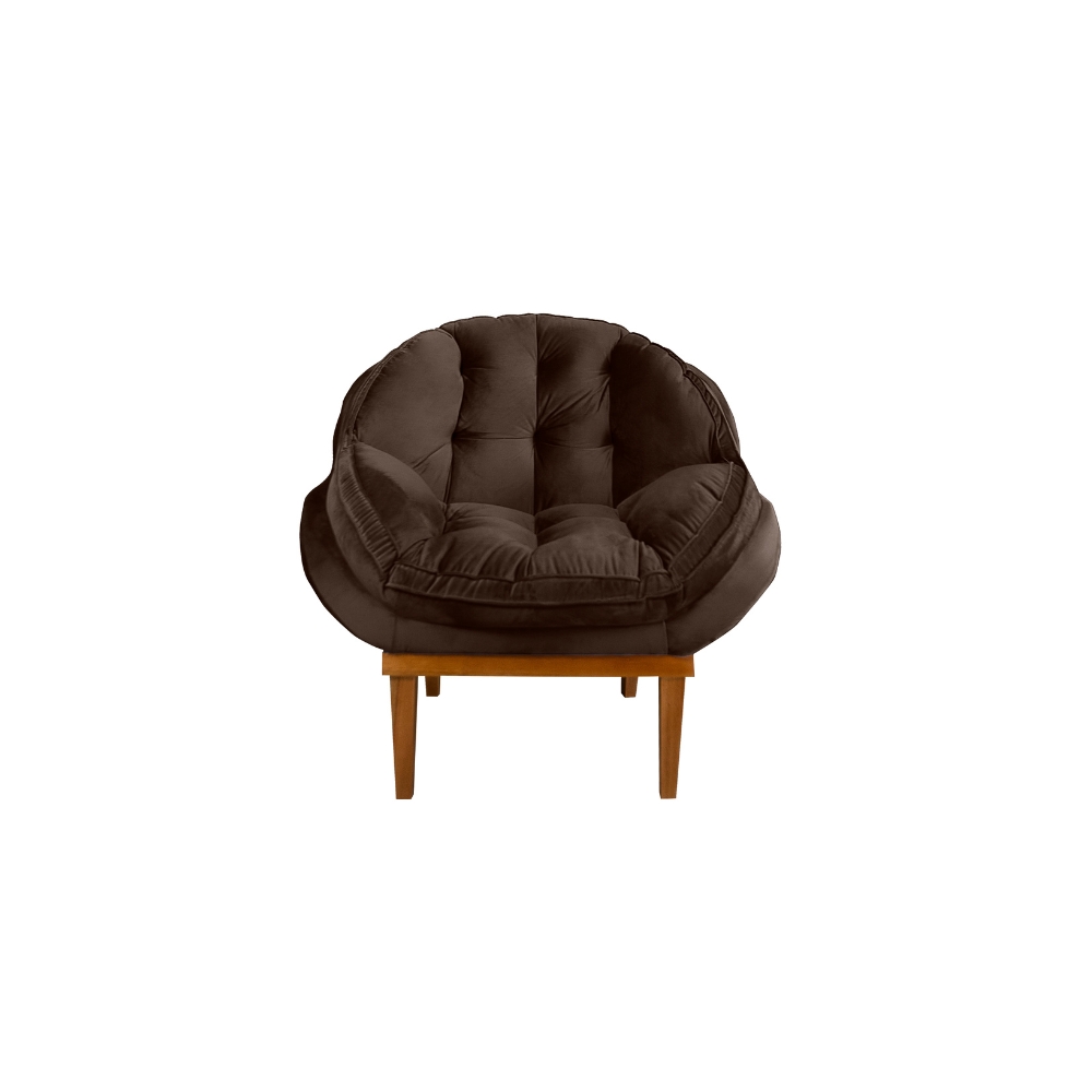 Kit 02 Poltronas Decorativa Sala Estar Recepção Marcela Veludo Marrom - Montanaris Decor