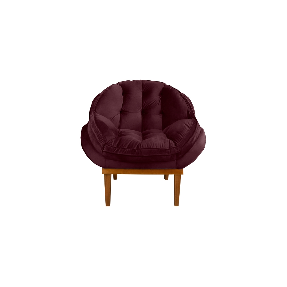 Kit 02 Poltronas Decorativa Sala Estar Recepção Marcela Veludo Vinho - Montanaris Decor