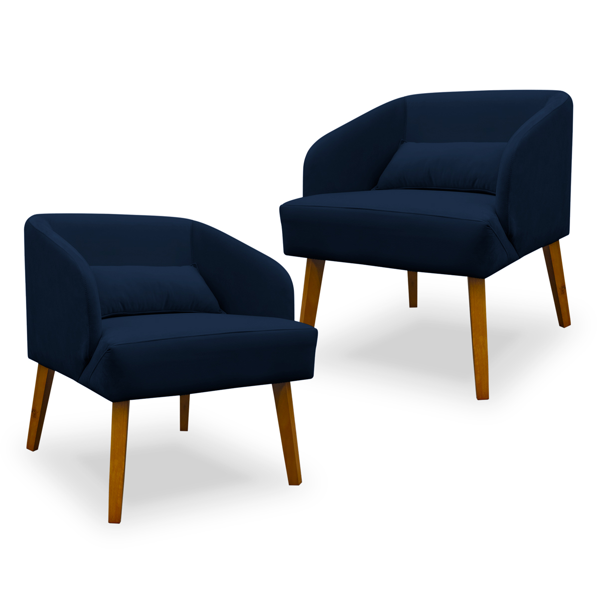 Kit 02 Poltronas Decorativa Virgínia Veludo Azul Marinho - Montanaris Decor