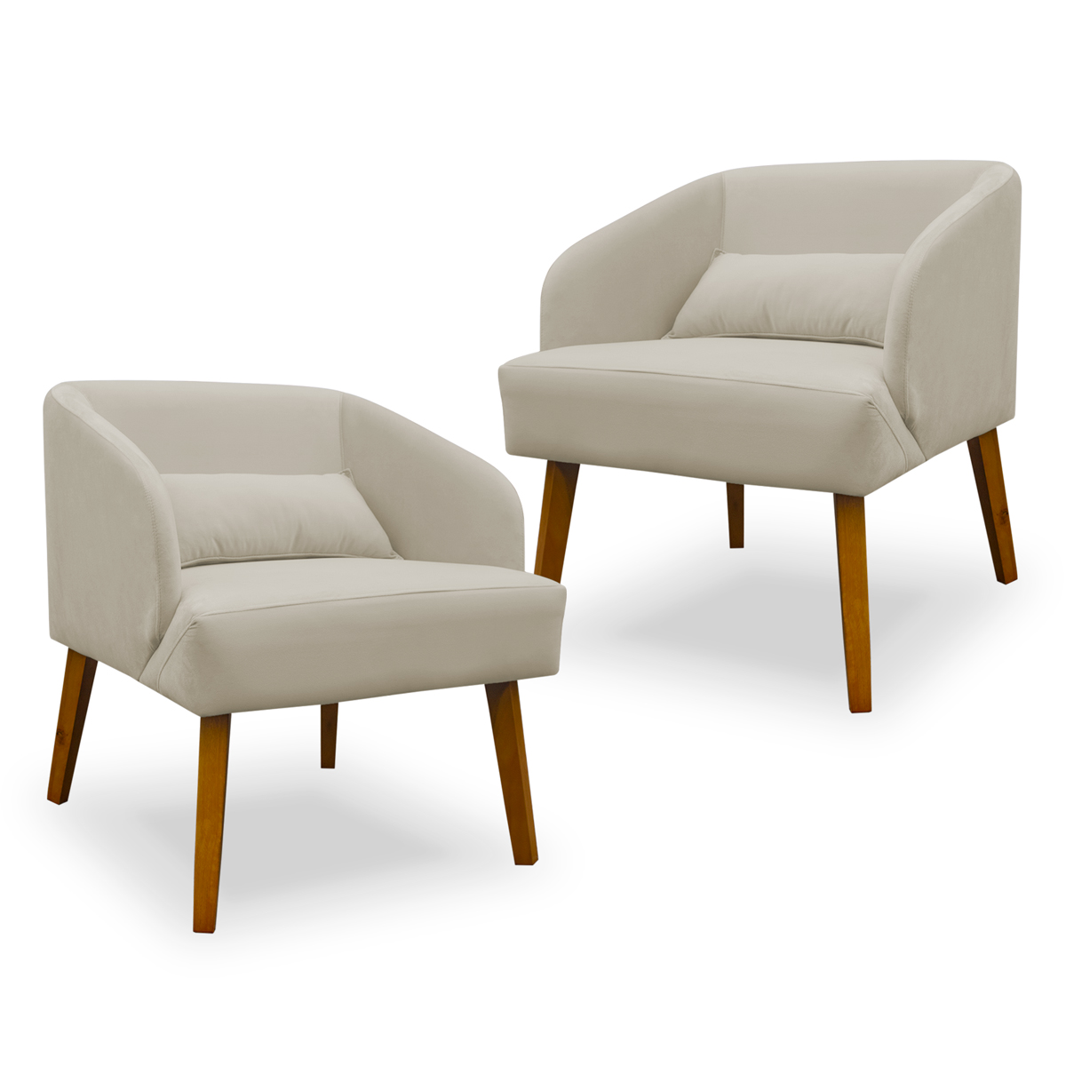 Kit 02 Poltronas Decorativa Virgínia Veludo Bege - Montanaris Decor