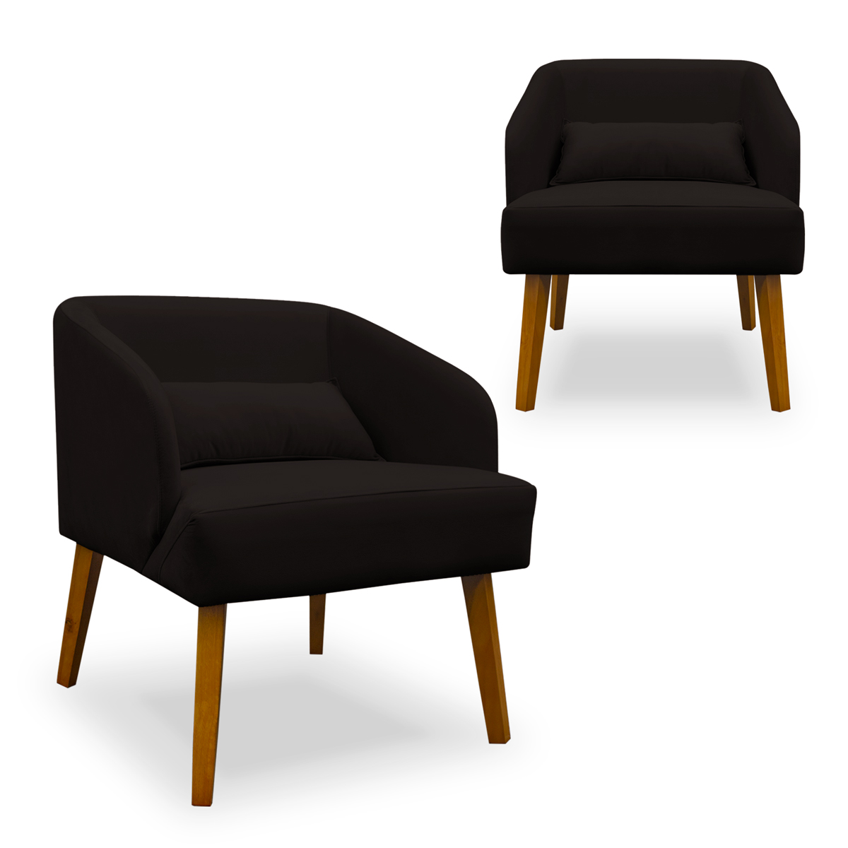 Kit 02 Poltronas Decorativa Virgínia Veludo Marrom - Montanaris Decor
