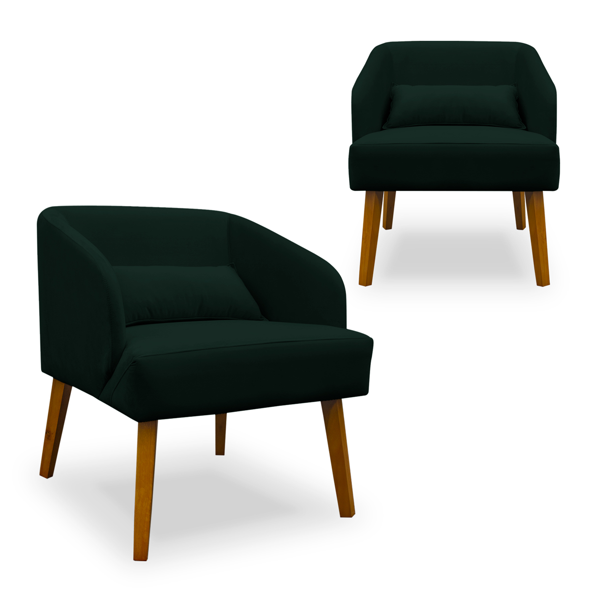 Kit 02 Poltronas Decorativa Virgínia Veludo Verde - Montanaris Decor