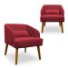 Kit 02 Poltronas Decorativa Virgínia Veludo Vermelho - Montanaris Decor