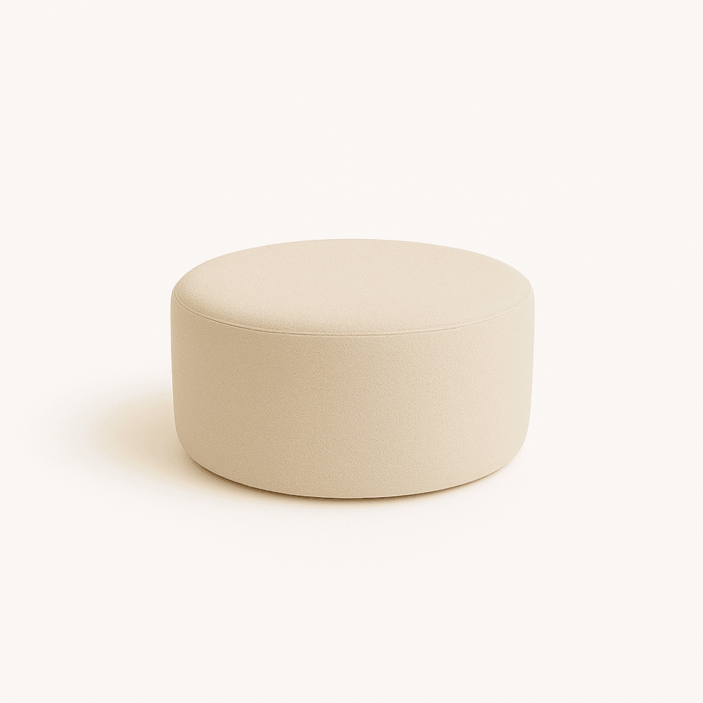 Kit 02 Poltronas Gaia + Puff Living Decorativo Curvo Orgânico Boucle Bege - Montanaris Decor