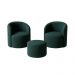 Kit 02 Poltronas Gaia + Puff Living Decorativo Curvo Orgânico Boucle Verde - Montanaris Decor