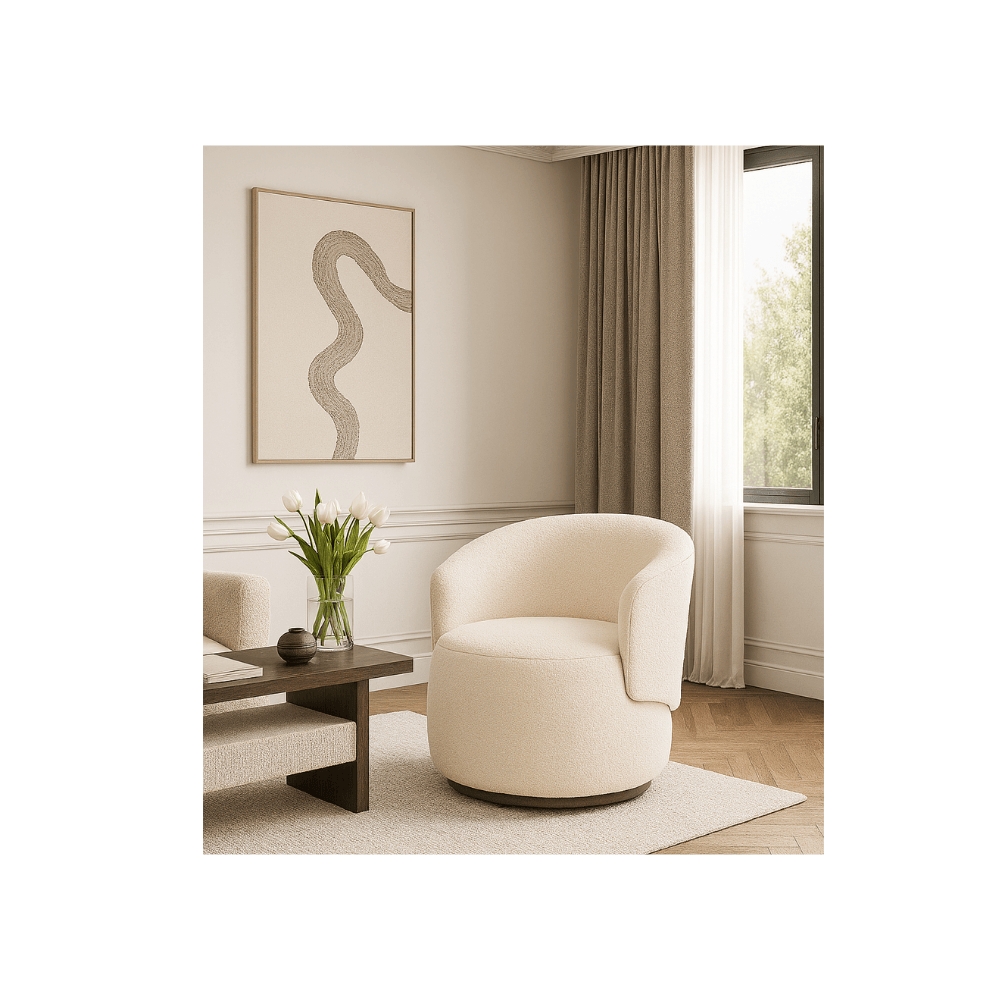 Kit 02 Poltronas Orgânica Decorativa Beatriz Boucle Bege - Montanaris Decor