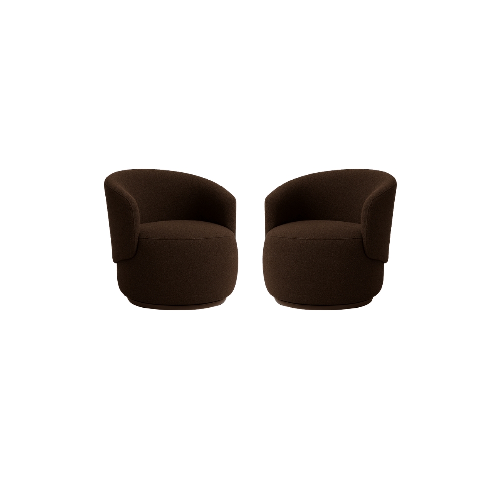 Kit 02 Poltronas Orgânica Decorativa Beatriz Boucle Marrom  - Montanaris Decor
