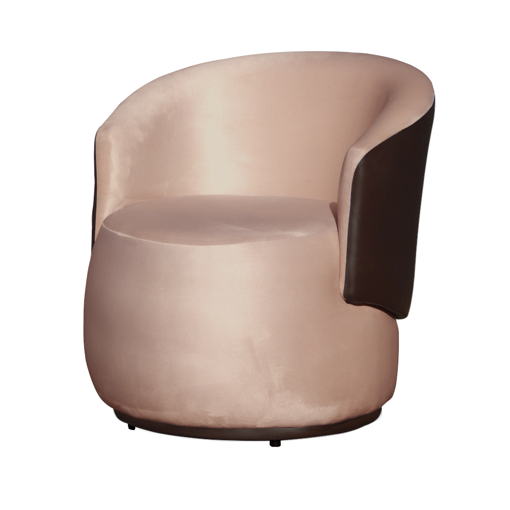 Kit 02 Poltronas Orgânica Decorativa Beatriz Veludo Rosa/PU Marrom - Montanaris Decor