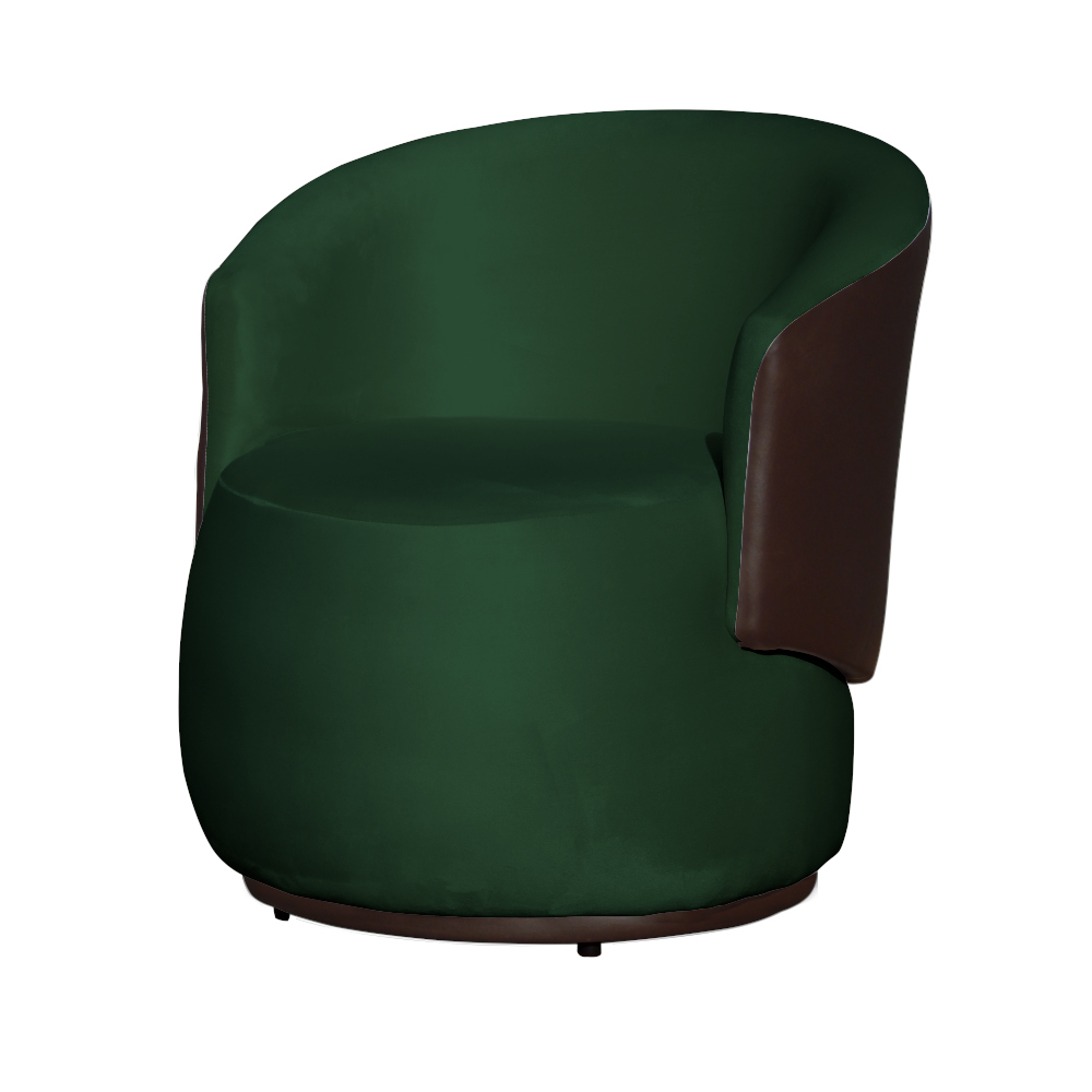 Kit 02 Poltronas Orgânica Decorativa Beatriz Veludo Verde/PU Marrom - Montanaris Decor