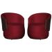 Kit 02 Poltronas Orgânica Decorativa Beatriz Veludo Vermelho/PU Marrom - Montanaris Decor