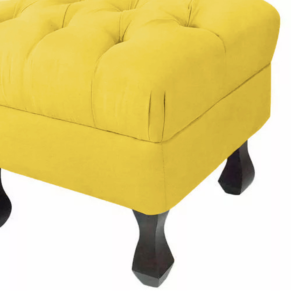 Kit 02 Puffs Decorativo Luiz Xv Veludo Amarelo - Montanaris Decor