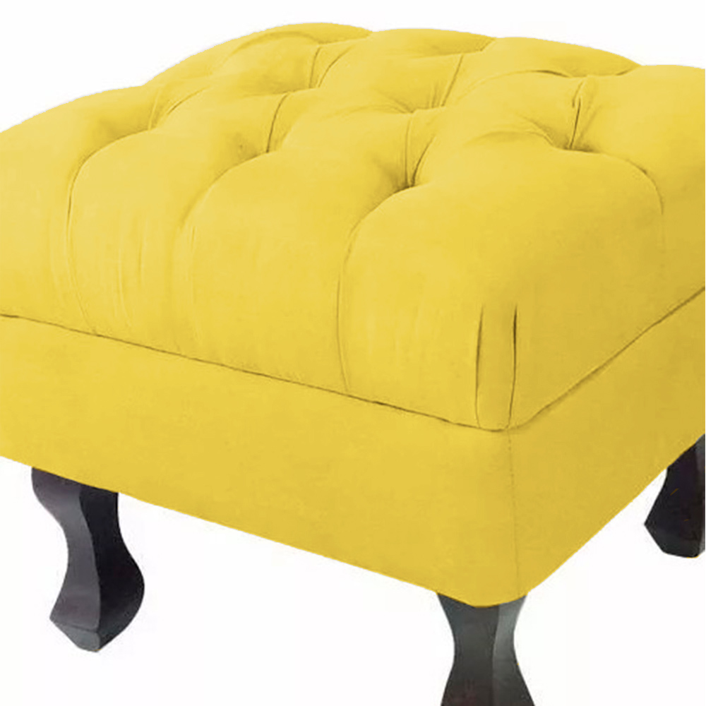 Kit 02 Puffs Decorativo Luiz Xv Veludo Amarelo - Montanaris Decor