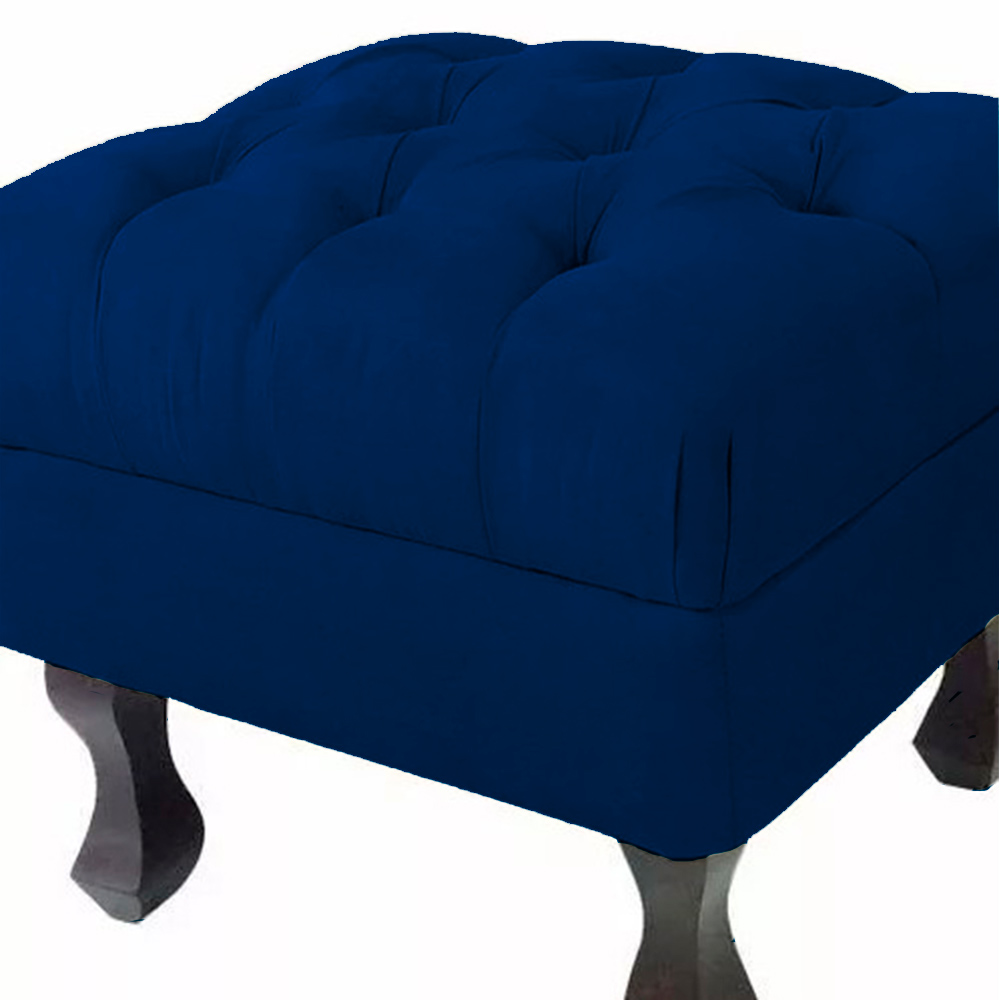 Kit 02 Puffs Decorativo Luiz Xv Veludo Azul Marinho - Montanaris Decor