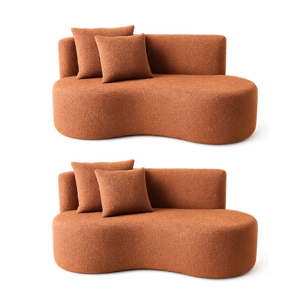 Kit 02 Sofá Decorativo Curvo Orgânico Nature Gaia Boucle Terracota - Montanaris Decor