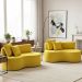 Kit 02 Sofá Decorativo Curvo Orgânico Nature Gaia Suede Amarelo  - Montanaris Decor