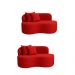 Kit 02 Sofá Decorativo Curvo Orgânico Nature Gaia Suede Vermelho - Montanaris Decor