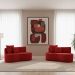 Kit 02 Sofá Decorativo Curvo Orgânico Nature Gaia Suede Vermelho - Montanaris Decor