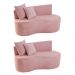 Kit 02 Sofá Decorativo Curvo Orgânico Nature Gaia Veludo Veludo Rosa - Montanaris Decor