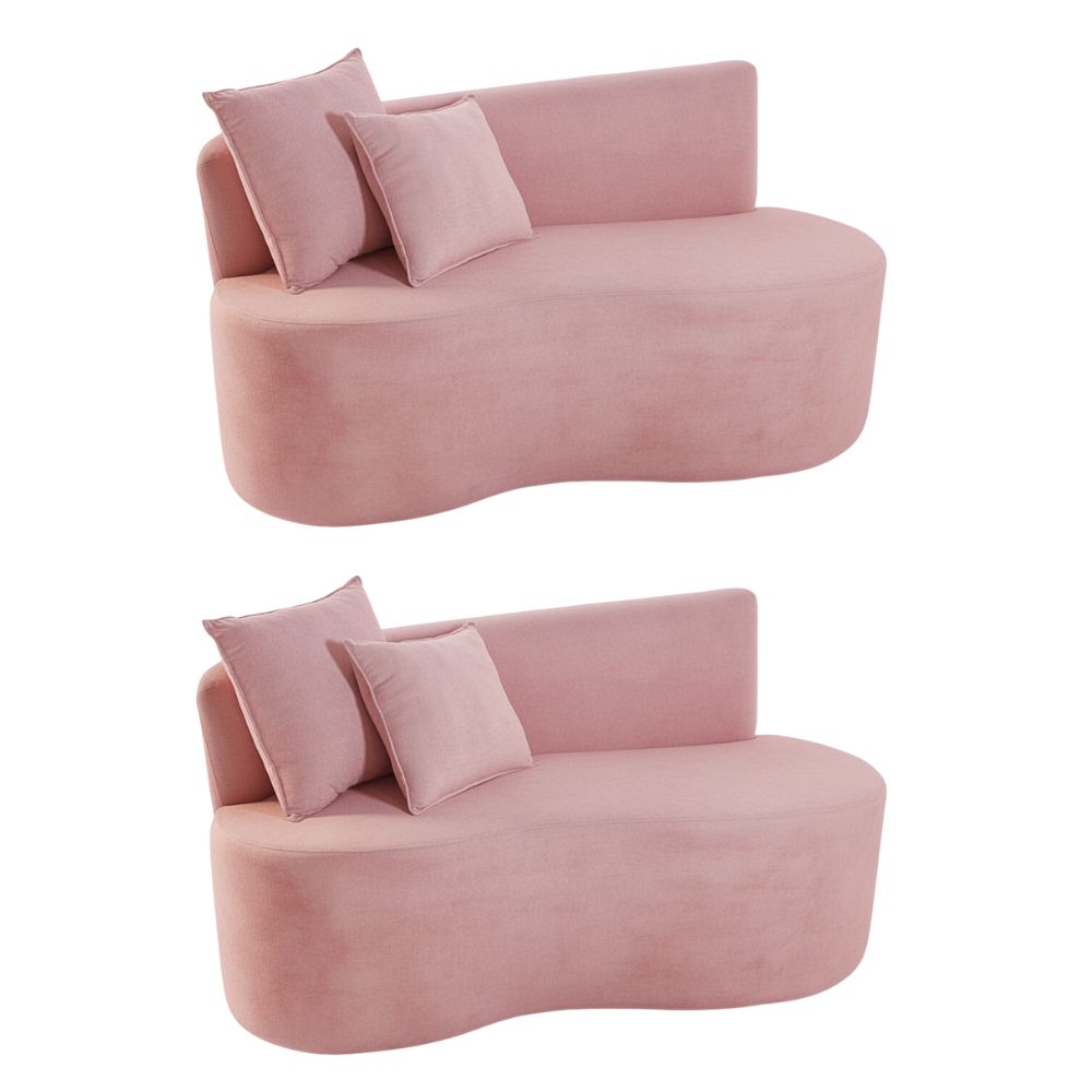 Kit 02 Sofá Decorativo Curvo Orgânico Nature Gaia Veludo Veludo Rosa - Montanaris Decor