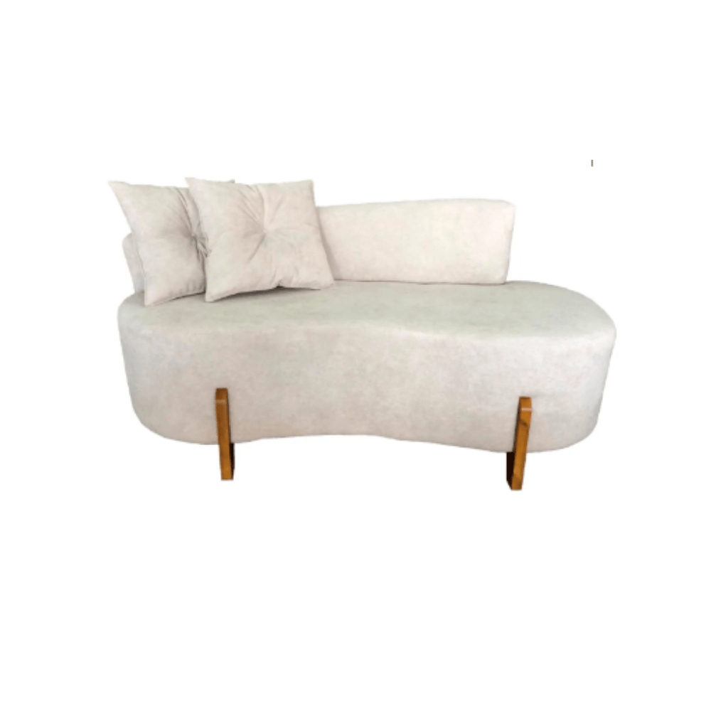 Kit 02 Sofá Orgânico 2 Lugares C/2 Almofadas Curvo Sala Recepção Boucle Bege - Montanaris Decor
