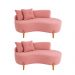 Kit 02 Sofá Orgânico 2 Lugares C/2 Almofadas Curvo Sala Recepção Boucle Rosa - Montanaris Decor