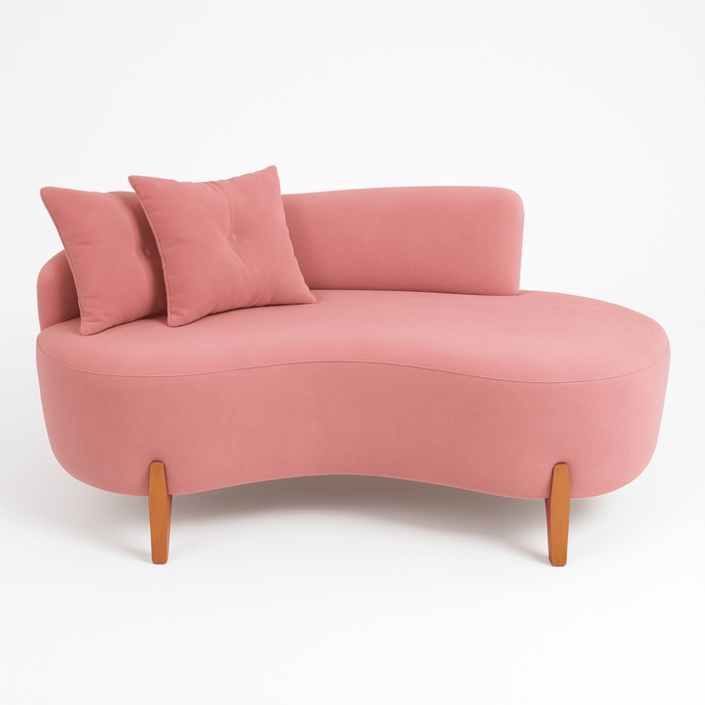Kit 02 Sofá Orgânico 2 Lugares C/2 Almofadas Curvo Sala Recepção Boucle Rosa - Montanaris Decor