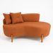 Kit 02 Sofá Orgânico 2 Lugares C/2 Almofadas Curvo Sala Recepção Boucle Terracota - Montanaris Decor