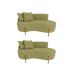 Kit 02 Sofá Orgânico 2 Lugares C/2 Almofadas Curvo Sala Recepção Boucle Verde - Montanaris Decor