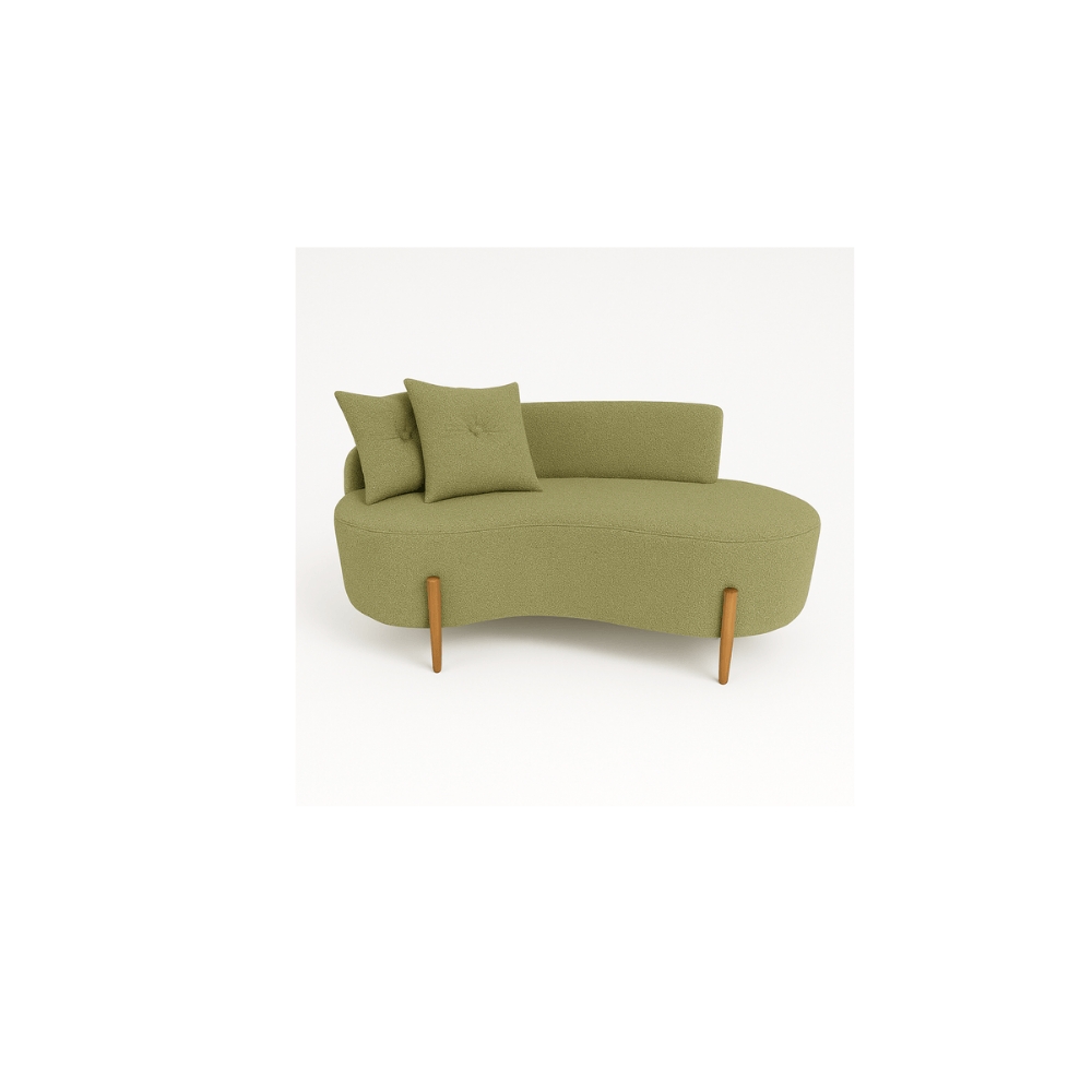 Kit 02 Sofá Orgânico 2 Lugares C/2 Almofadas Curvo Sala Recepção Boucle Verde - Montanaris Decor