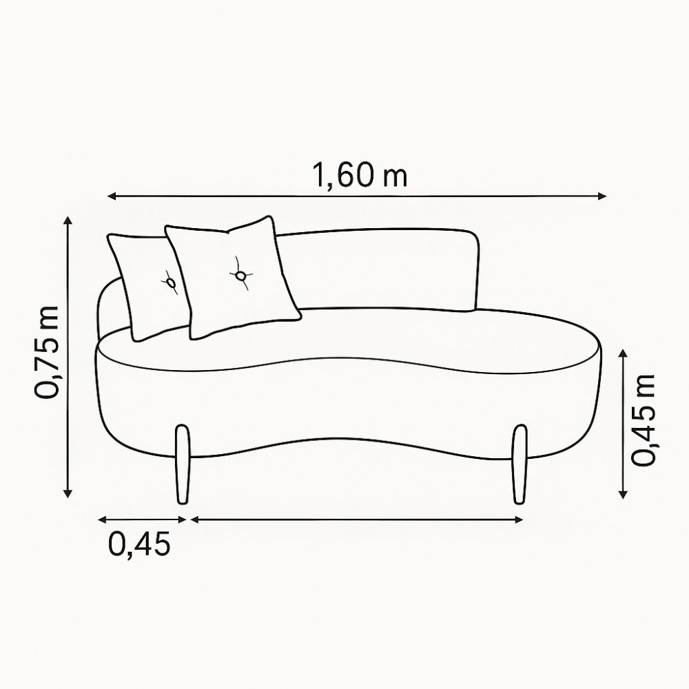 Kit 02 Sofá Orgânico 2 Lugares C/2 Almofadas Curvo Sala Recepção Luna Boucle - Montanaris Decor