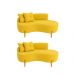 Kit 02 Sofá Orgânico 2 Lugares C/2 Almofadas Curvo Sala Recepção Veludo Amarelo - Montanaris Decor