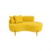 Kit 02 Sofá Orgânico 2 Lugares C/2 Almofadas Curvo Sala Recepção Veludo Amarelo - Montanaris Decor