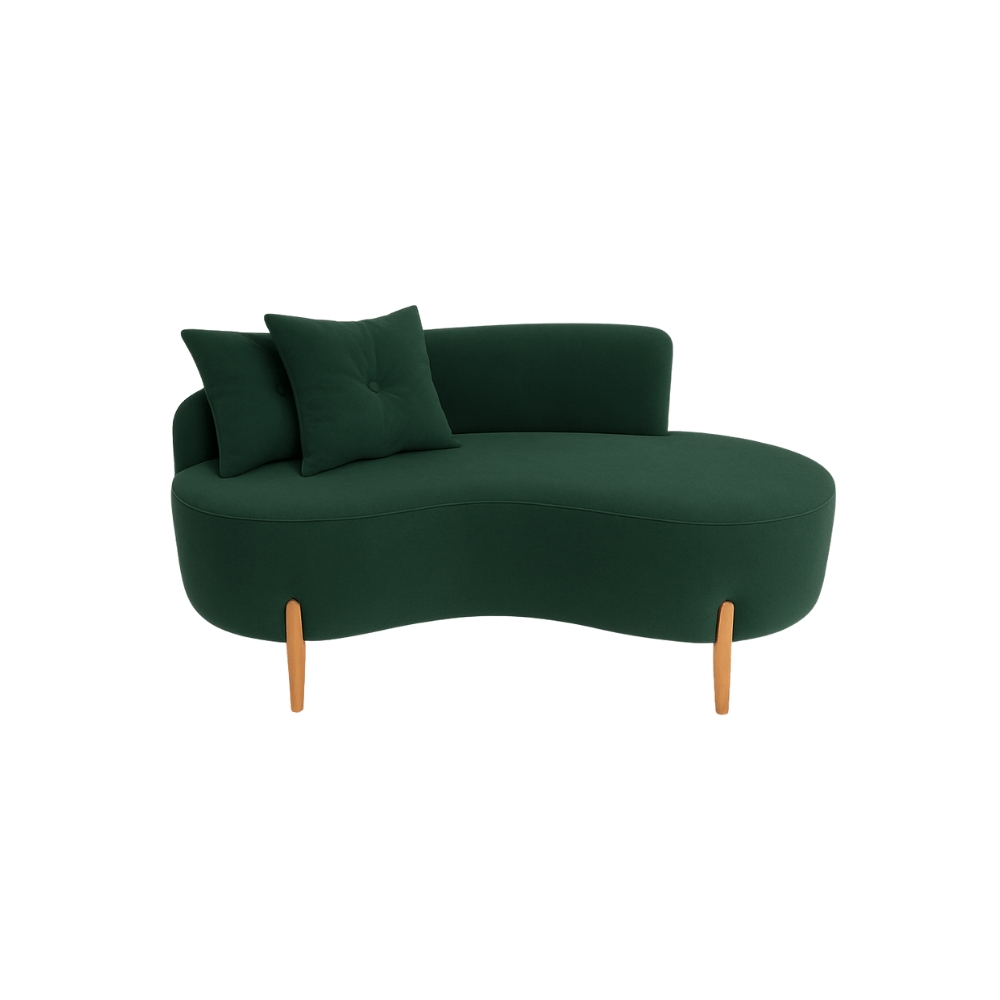 Kit 02 Sofá Orgânico 2 Lugares C/2 Almofadas Curvo Sala Recepção Veludo Verde - Montanaris Decor