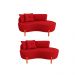 Kit 02 Sofá Orgânico 2 Lugares C/2 Almofadas Curvo Sala Recepção Veludo Vermelho - Montanaris Decor