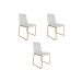 Kit 03 Cadeira de Jantar Estofada Lille Base Gold Courino Branco  - Montanaris Decor