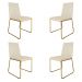 Kit 04 Cadeira de Jantar Estofada Lille Base Gold Courino Bege  - Montanaris Decor